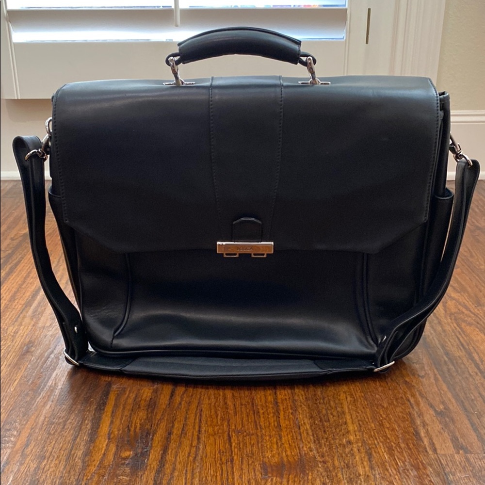Black Bosca Leather Briefcase with Classic Design and Smooth Finish